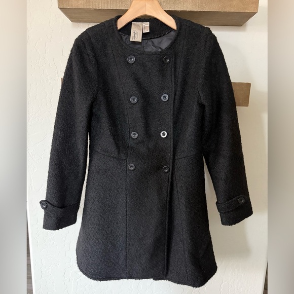 Forever 21|Wool blend black peacoat,tweed style in classic feminine style••Large - Picture 14 of 14